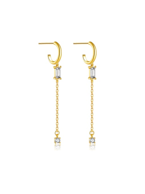 18k gold [white stone] 925 Sterling Silver Cubic Zirconia Geometric Trend Threader Earring